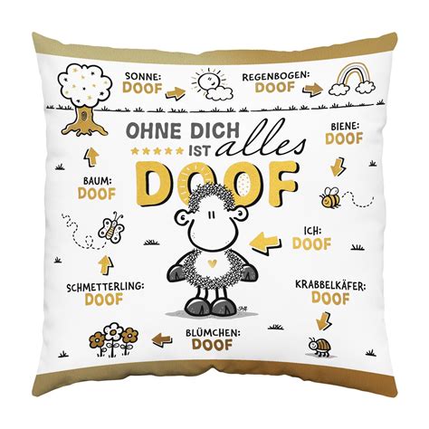 ohne dich ist alles doof kissen|Baumwollkissen »Ohne Dich ist alles doof.« .